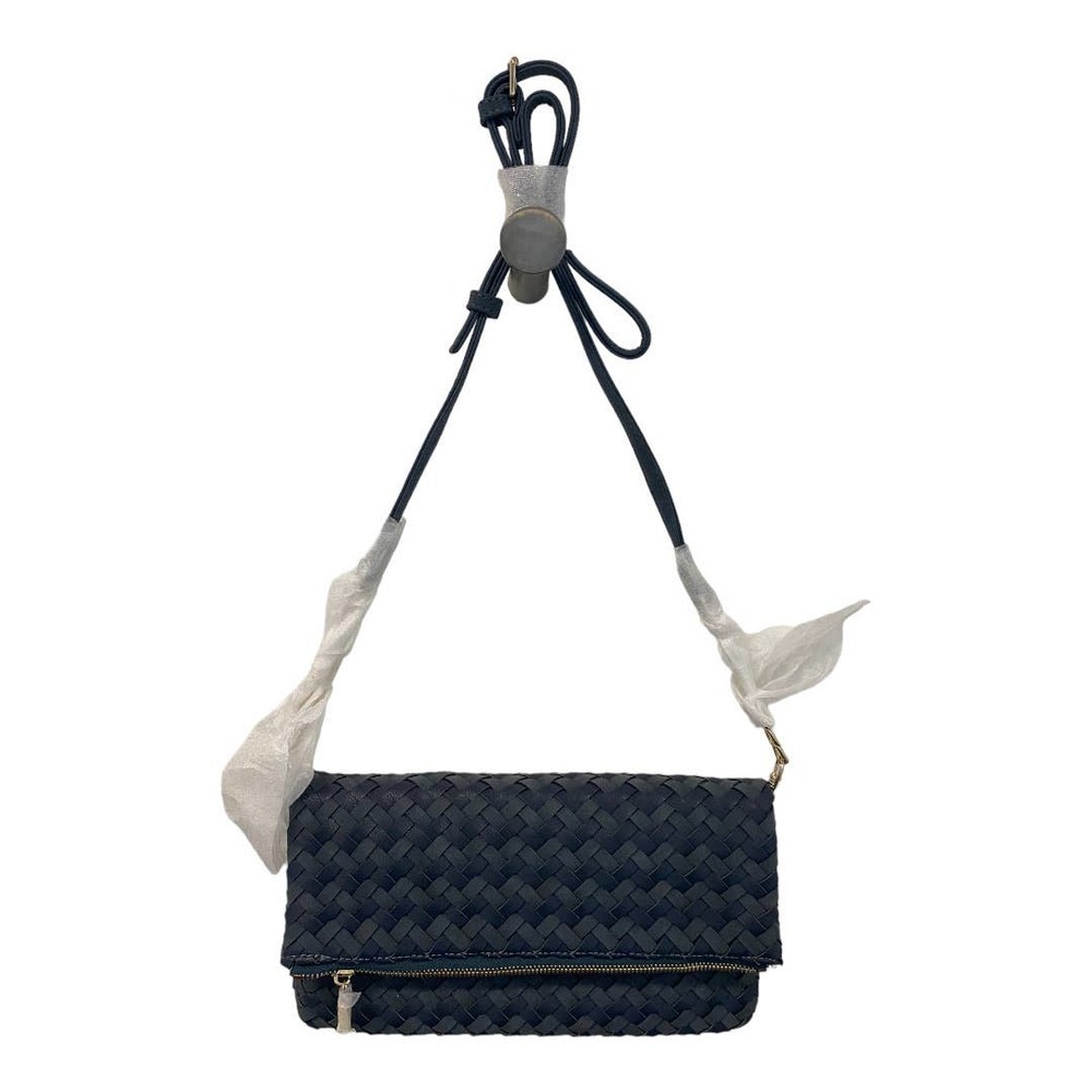 Nwt Sole Society Woven Crossbody Bag Blue Foldover Zip Chain Shoulder Small - Picture 2 of 8